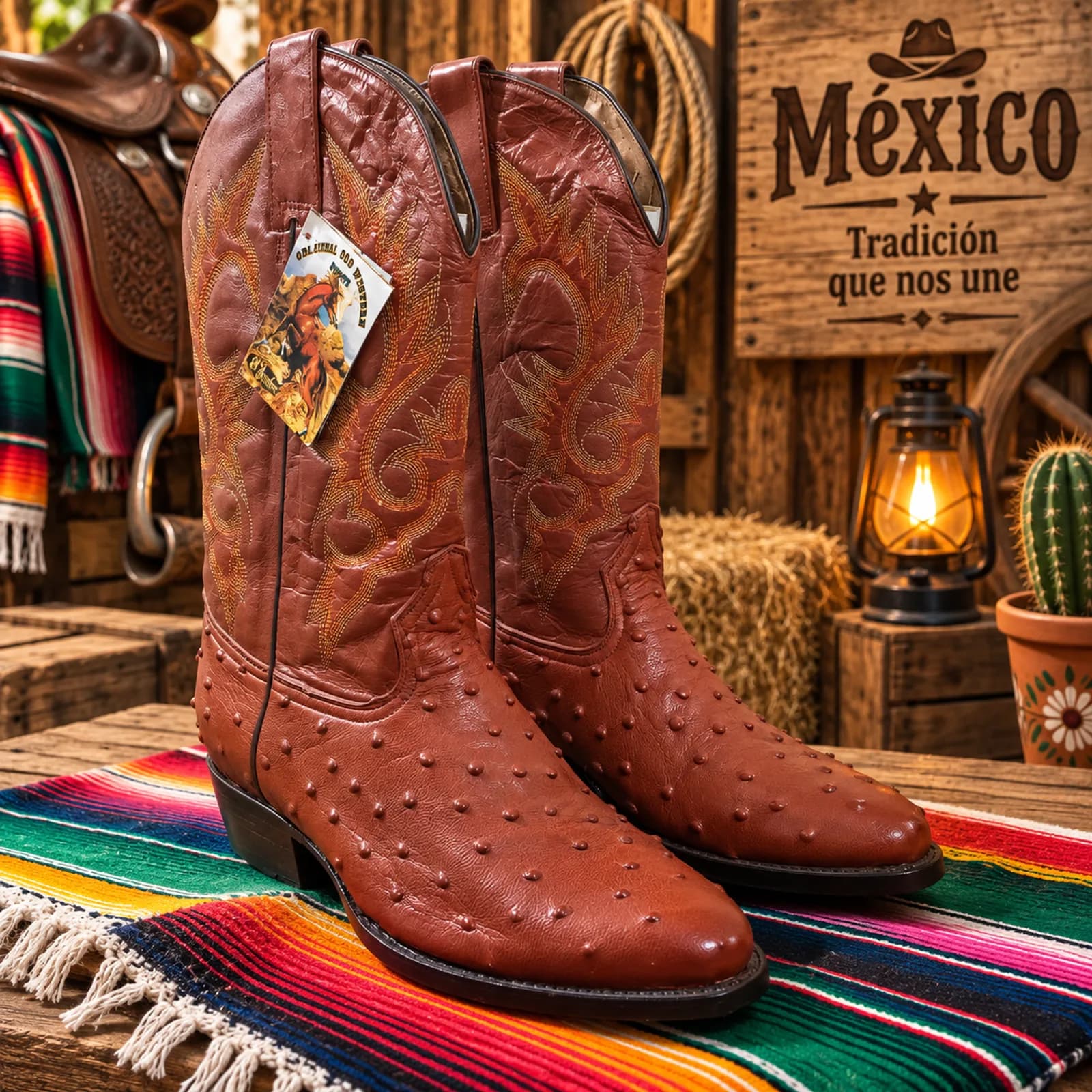 Botas Avestruz Cognac