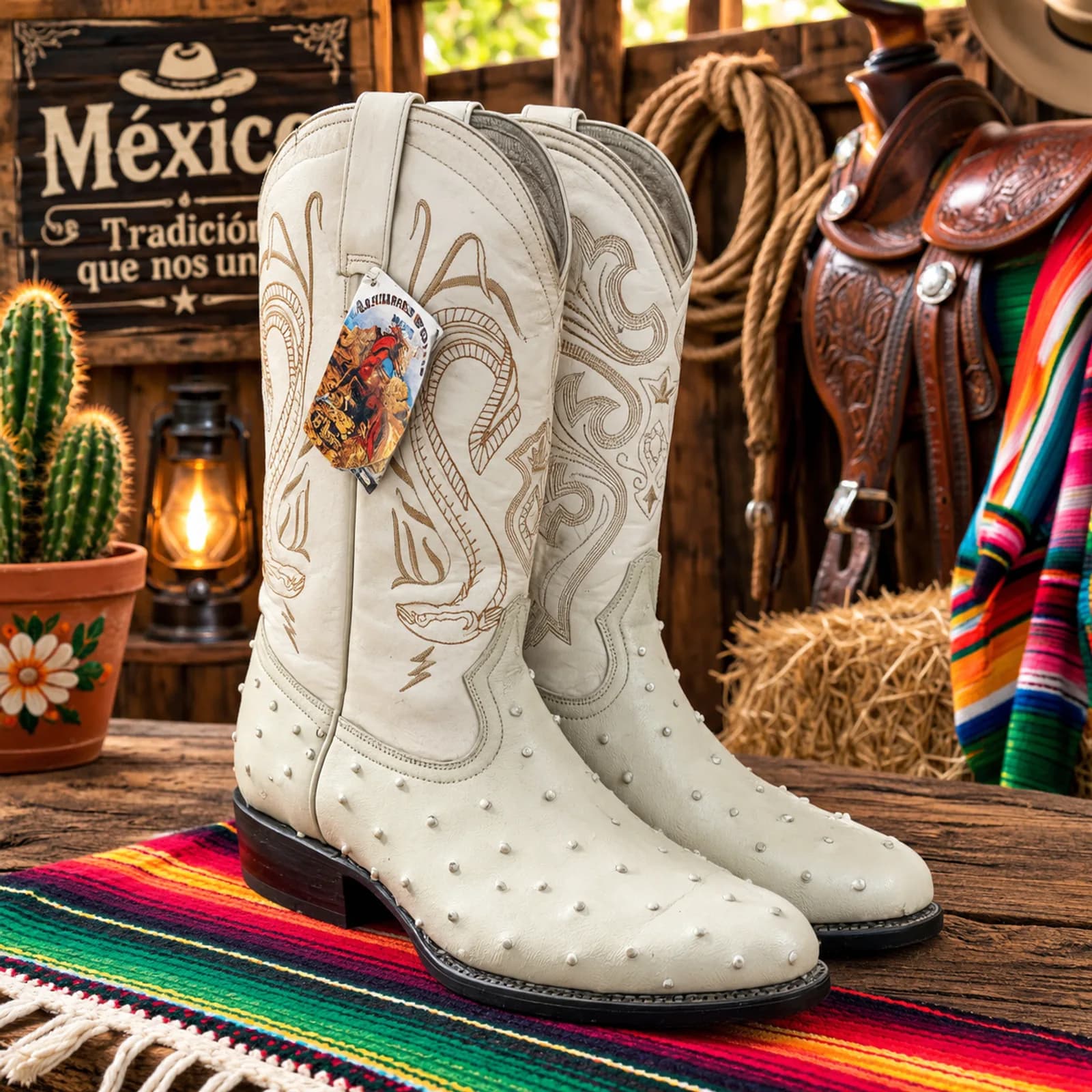 Botas Avestruz Hueso