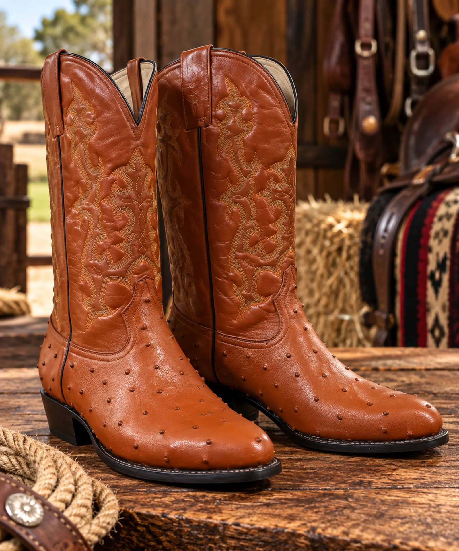 Botas Texanas Avestruz Cognac