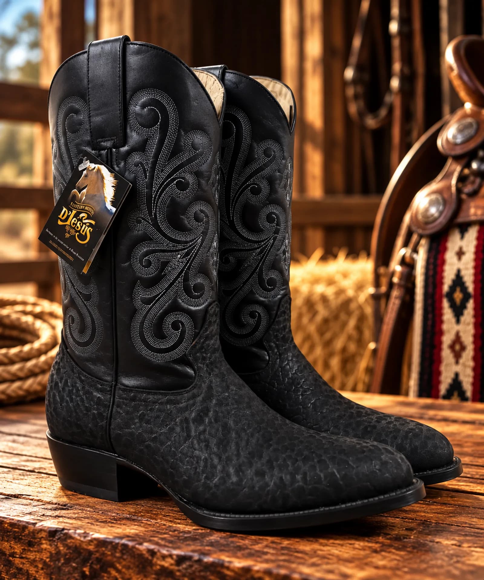 Botas Texanas Cuello de Toro Negras