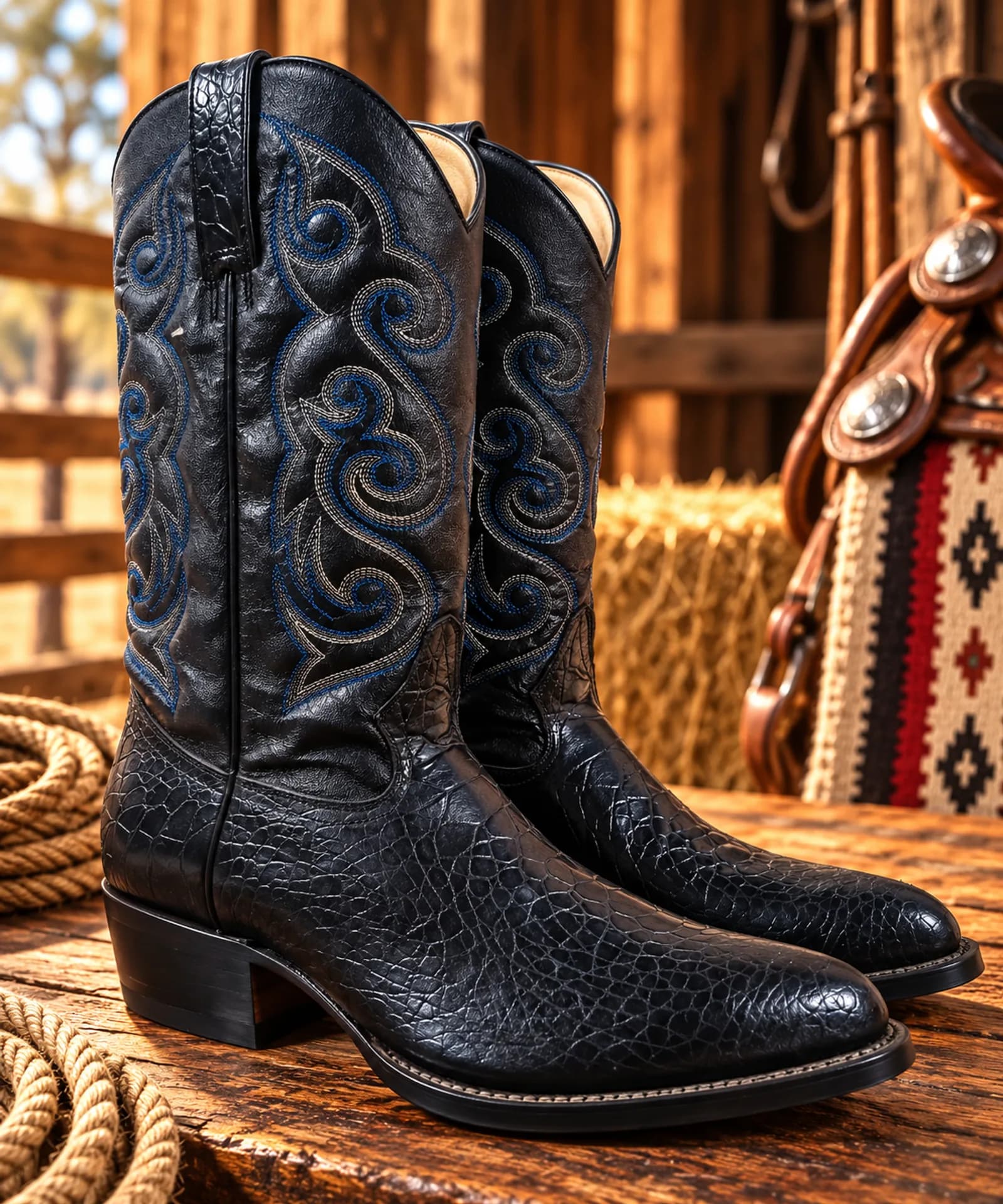 Botas Texanas Estilo Caguama Negras