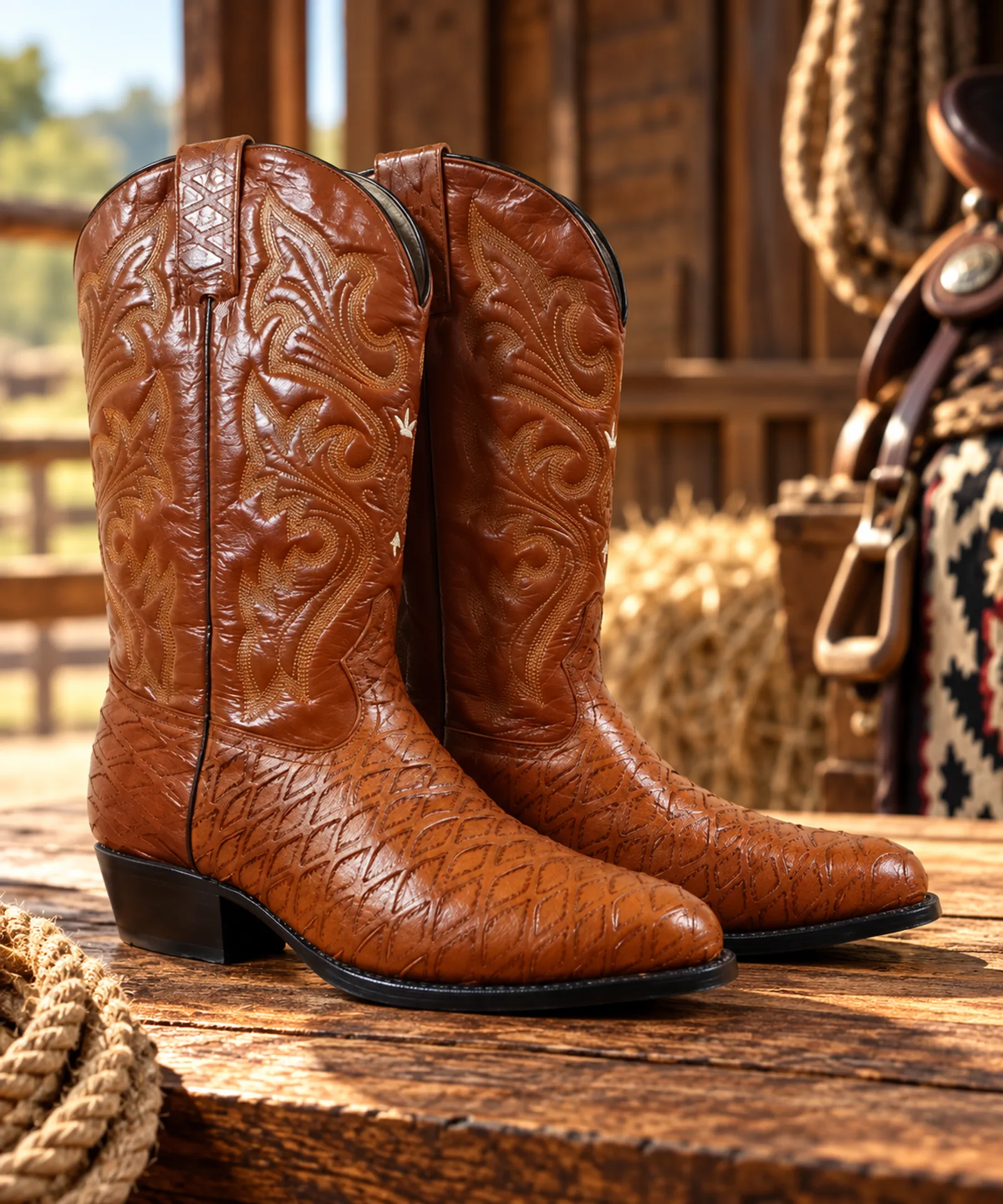 Botas Texanas Estilo Oso Hormiguero Cognac