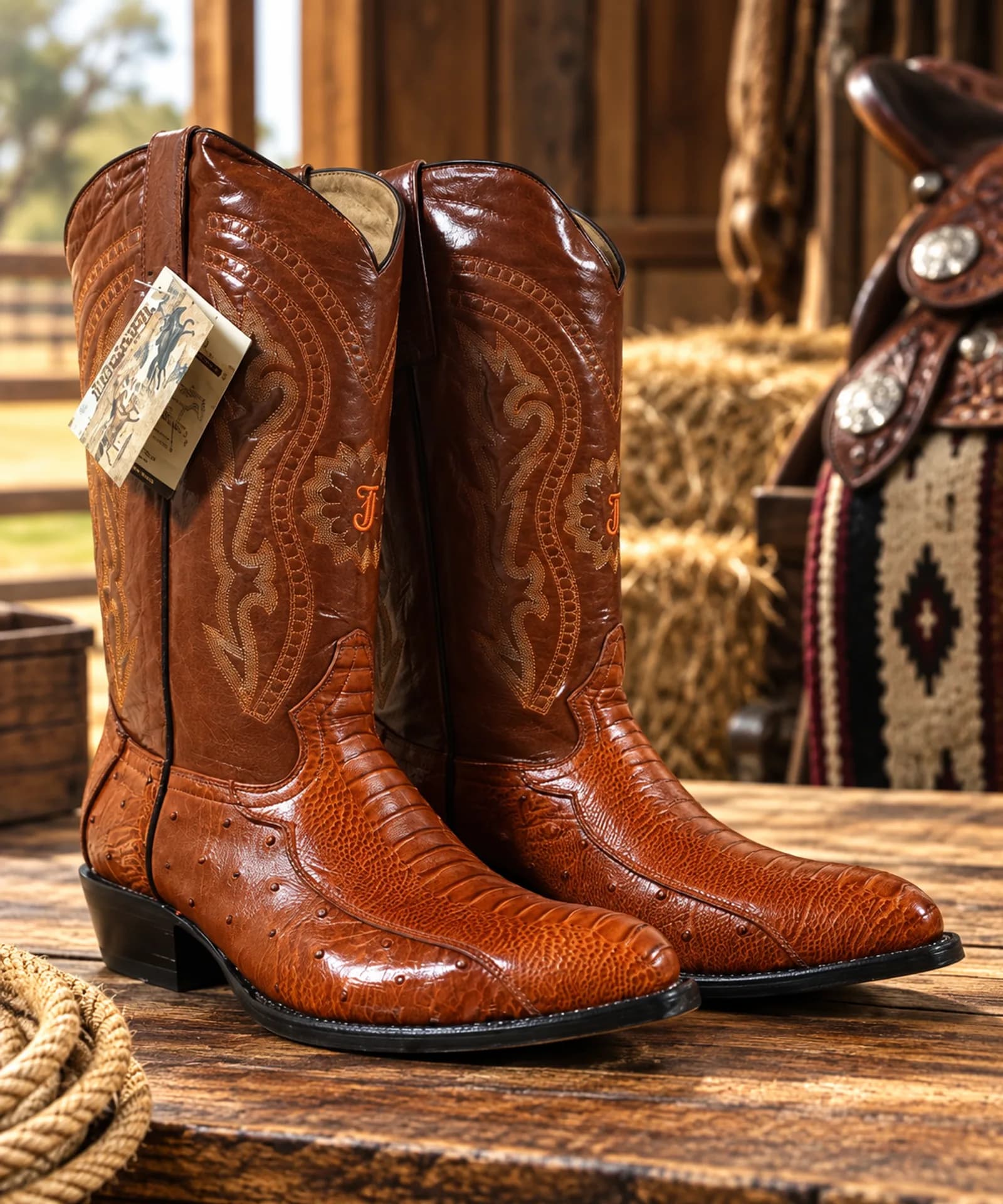 Botas Texanas Pata de Avestruz Cognac