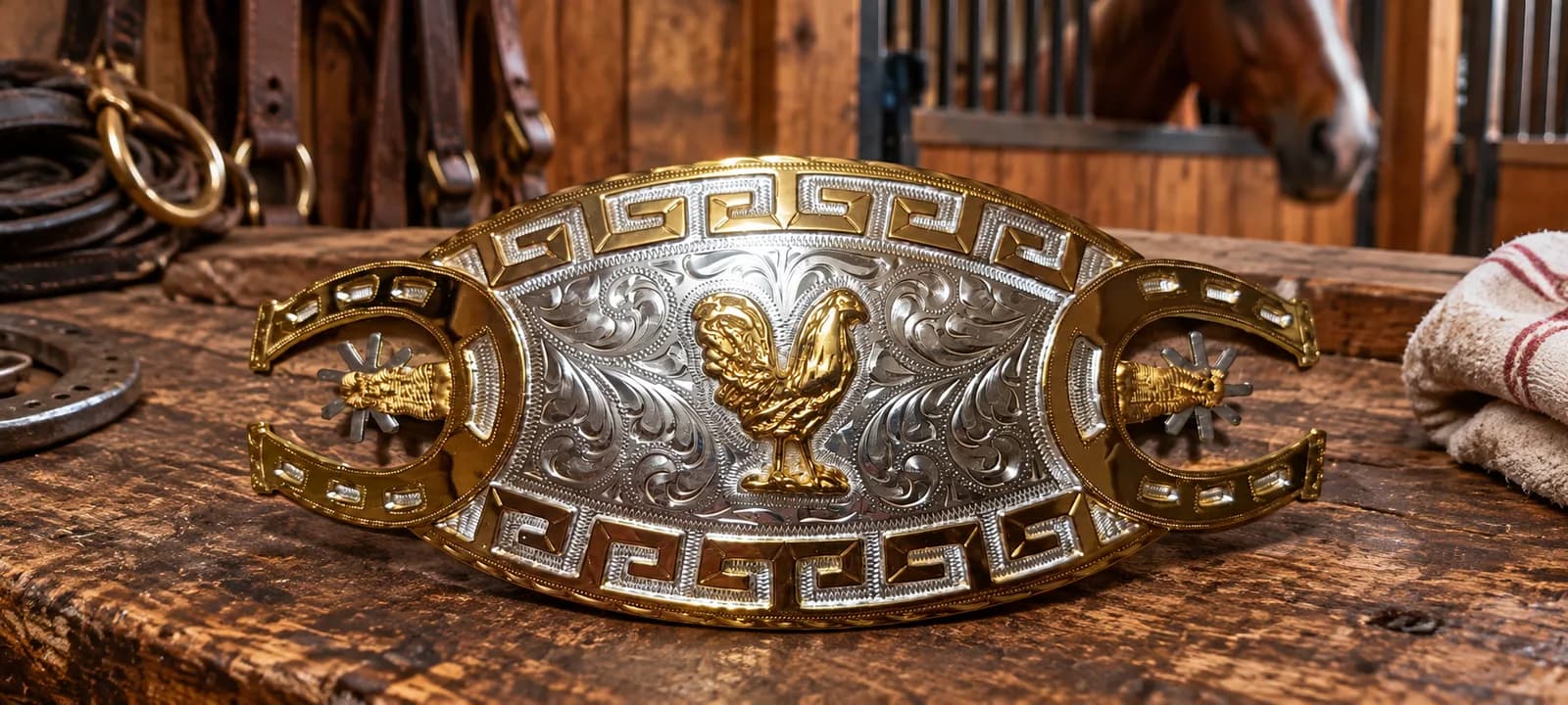 Hebilla Gallo Trofeo con Espuelas