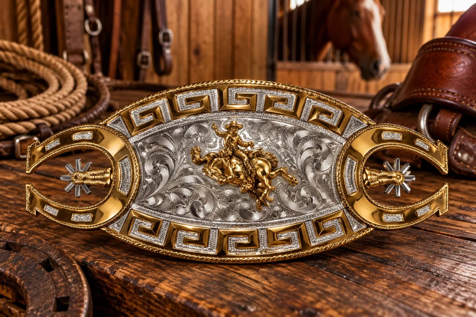 Hebilla Jinete Bronco con Espuelas