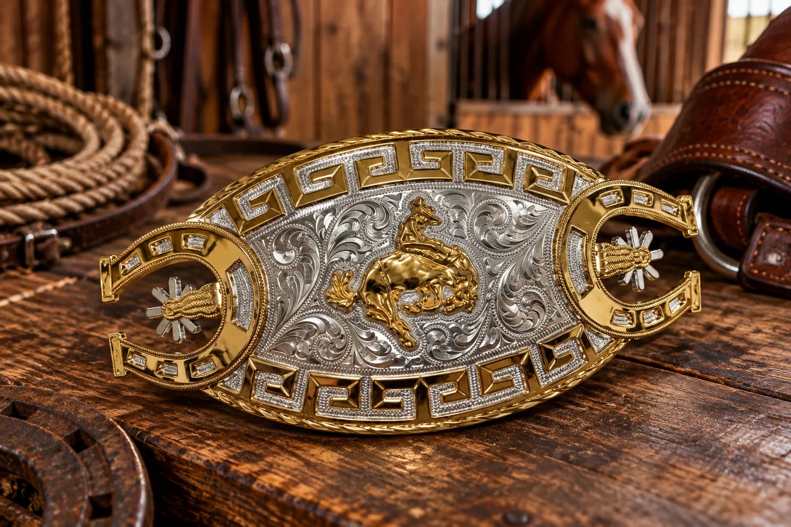 Hebilla Jinete de Rodeo Greca