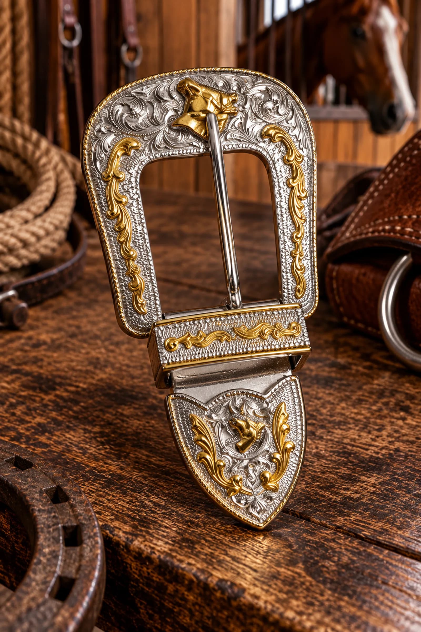 Set de Hebilla y Trabilla Cabeza de Caballo