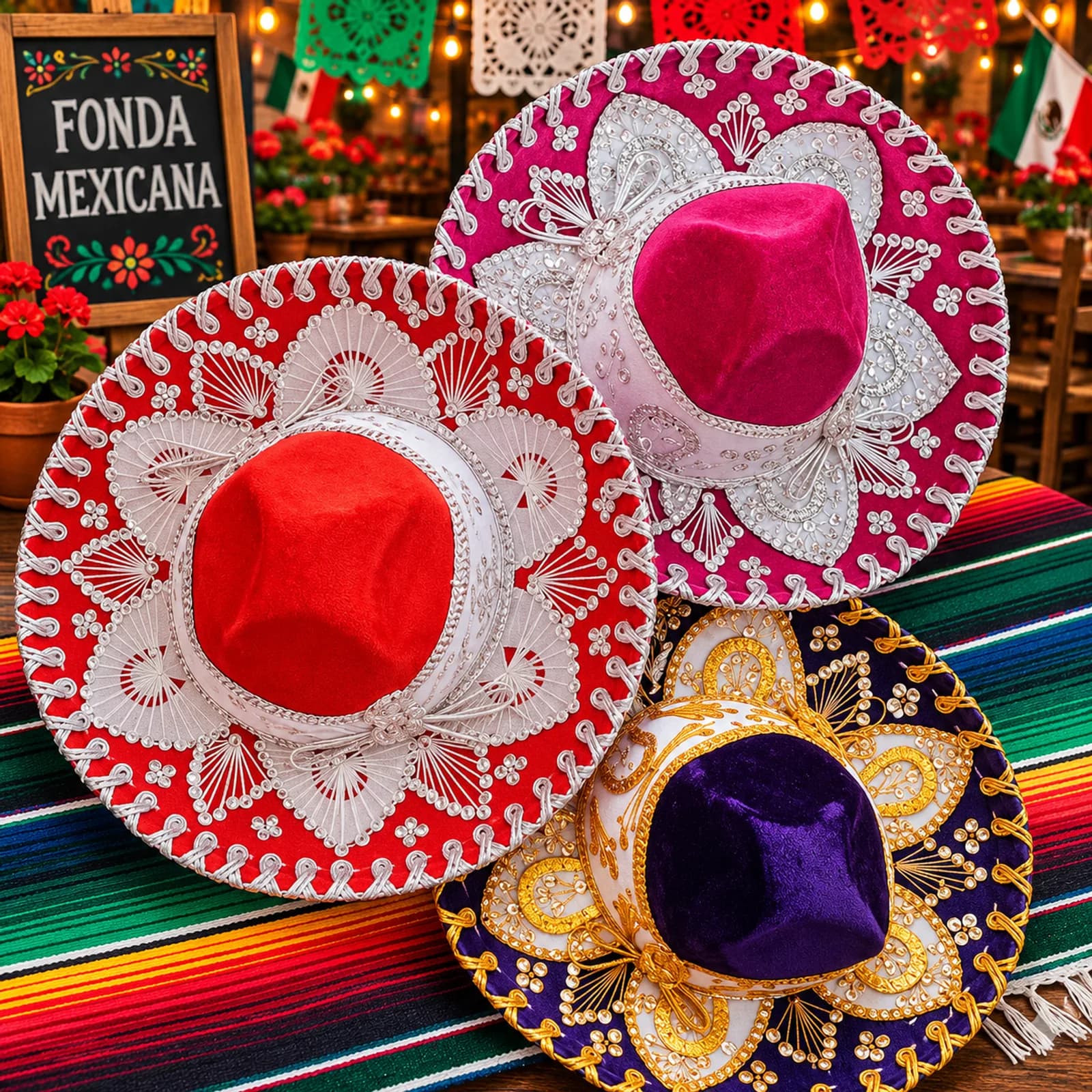 Sombrero Charro/Mariachi Infantil Hasta 2 Años Rojo Rosa Morado