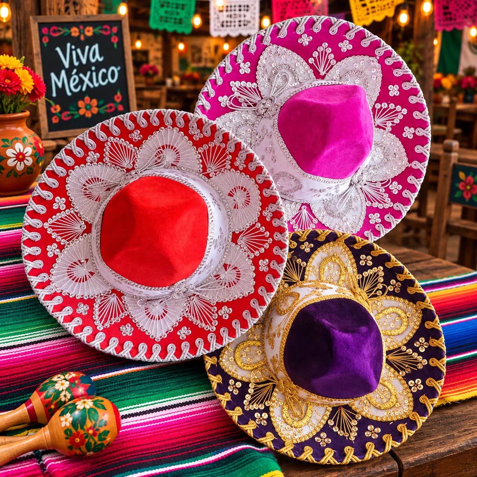 Sombrero Charro/Mariachi Infantil Hasta 2 Años Negro Azul Amarillo II