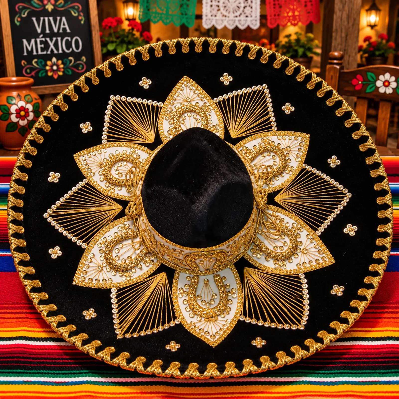 Sombrero Charro/Mariachi de Gala Negro Dorado