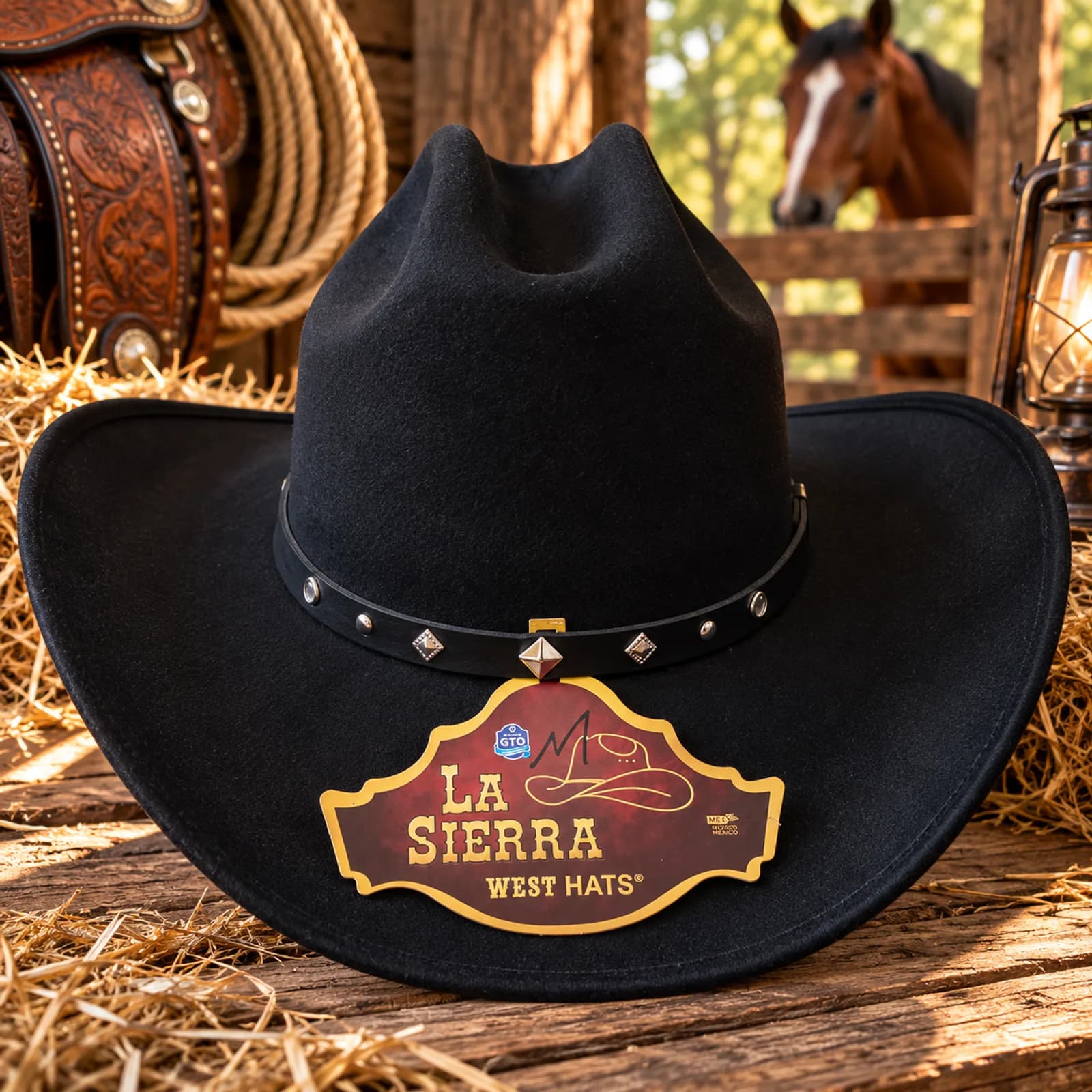 Sombrero Tejano Negro Cintillo Trenzado