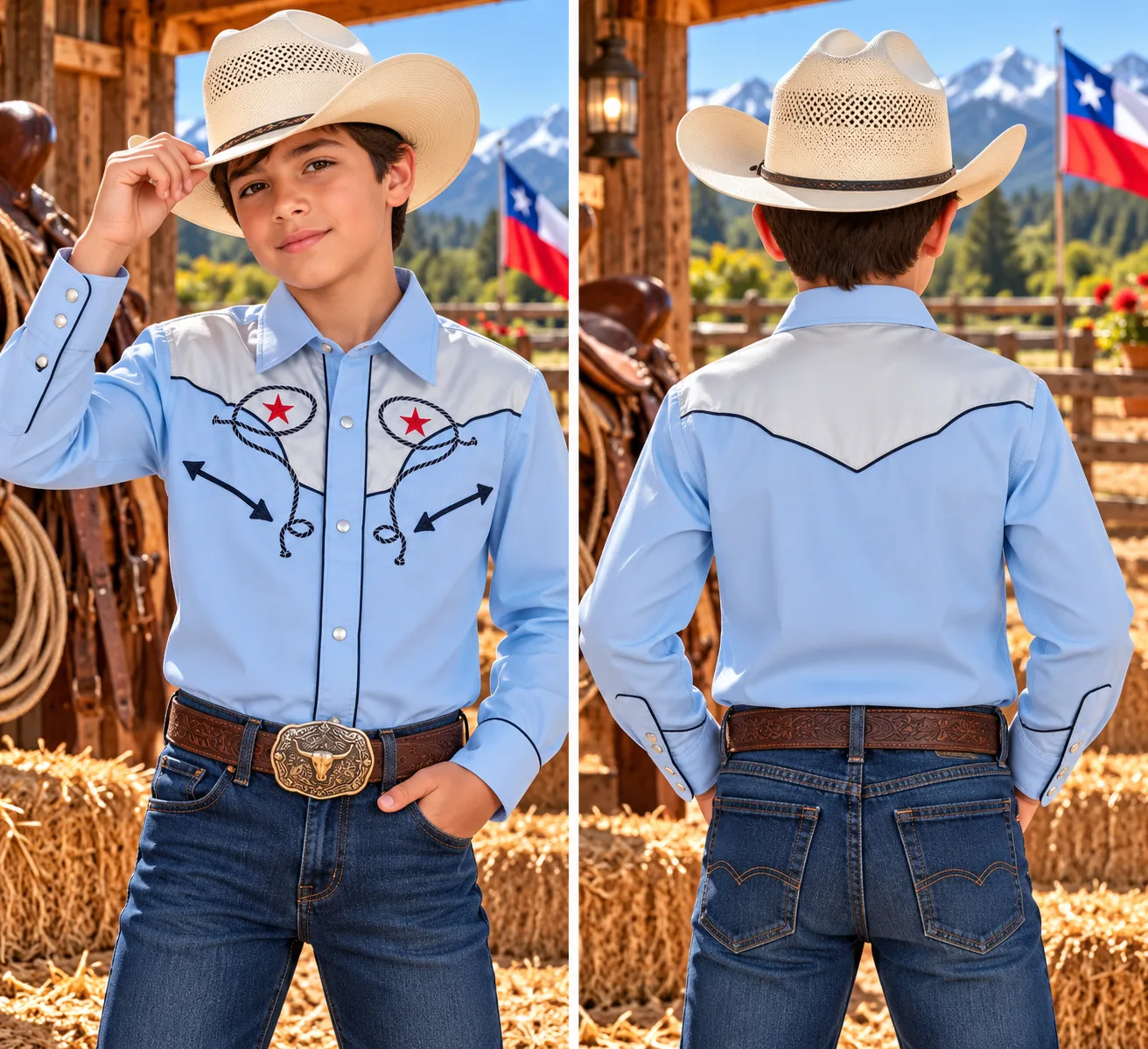Camisa Vaquera Niño Celeste Lazo y Estrella