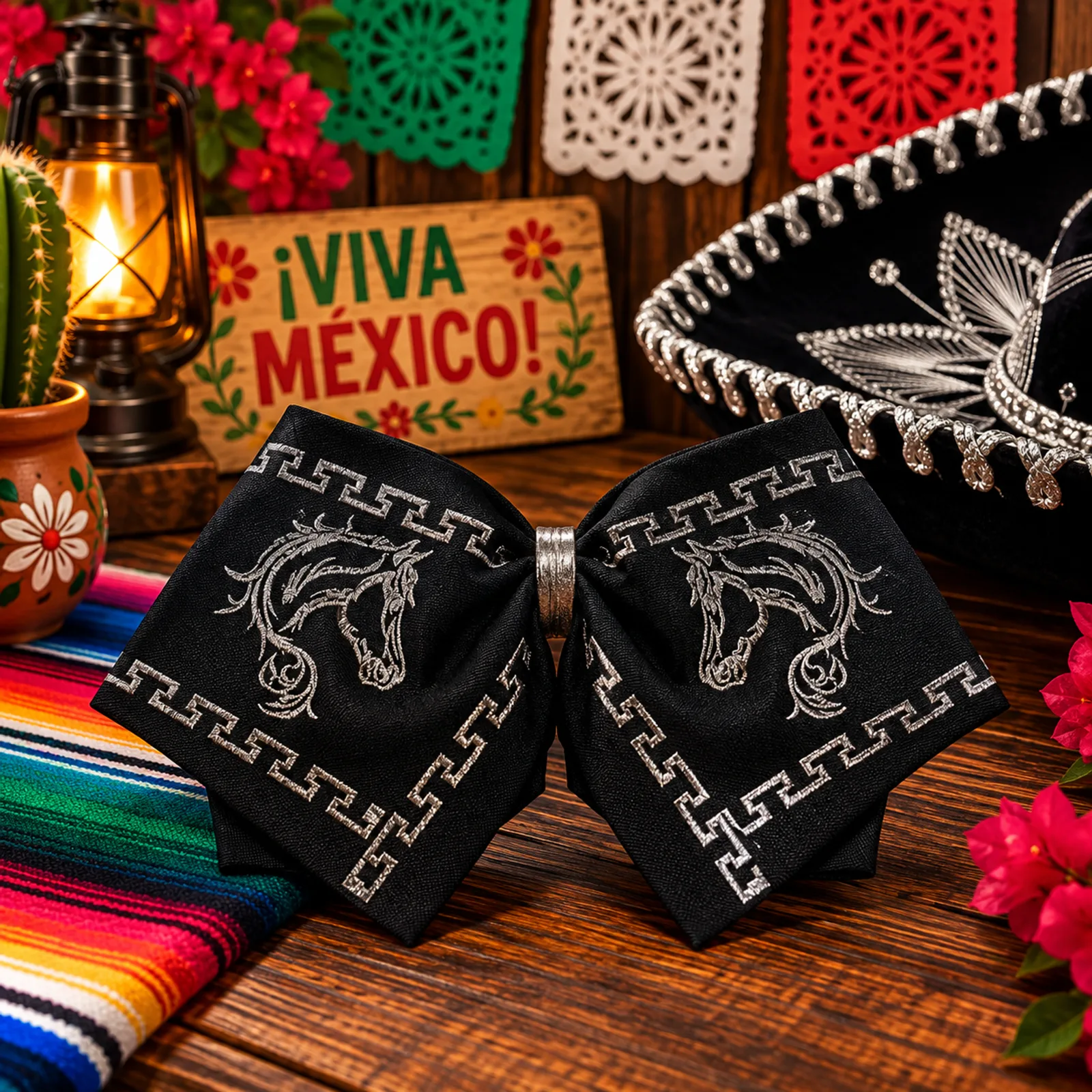 Moño de Charro Negro Plata