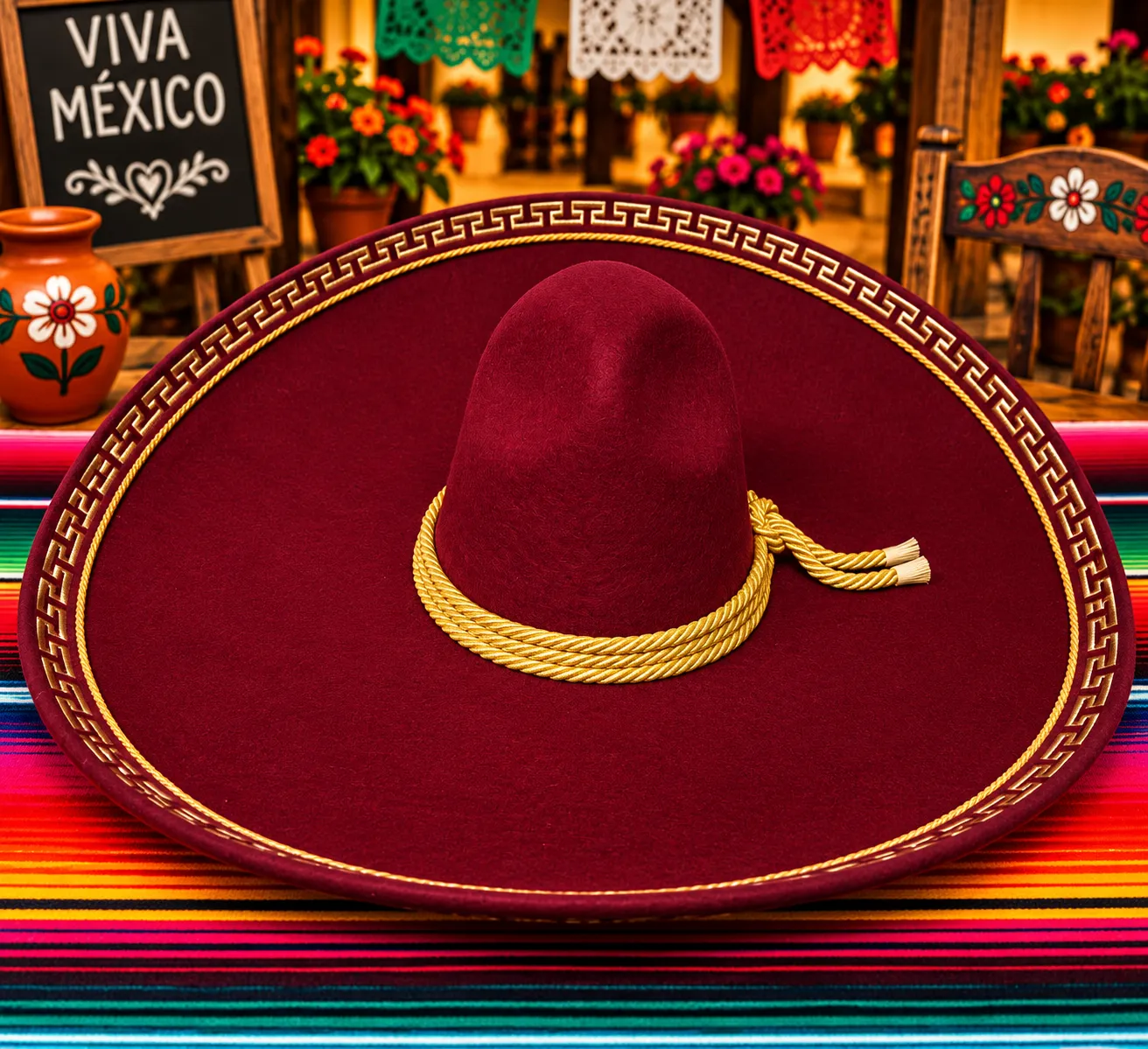 Sombrero Charro de Gala Vino Greca Dorada