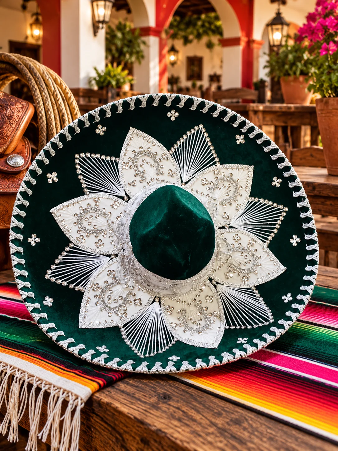 Sombrero Charro/Mariachi Verde Esmeralda Plata