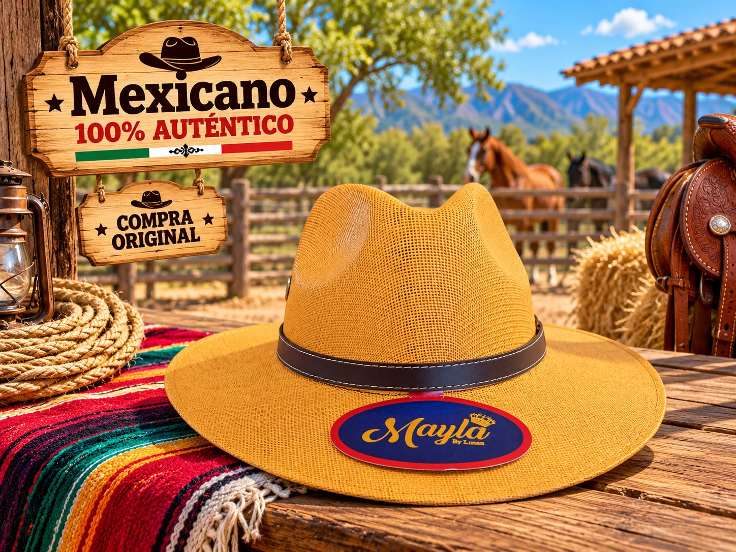 Sombrero Luis Miguel de Fibra Natural Mostaza