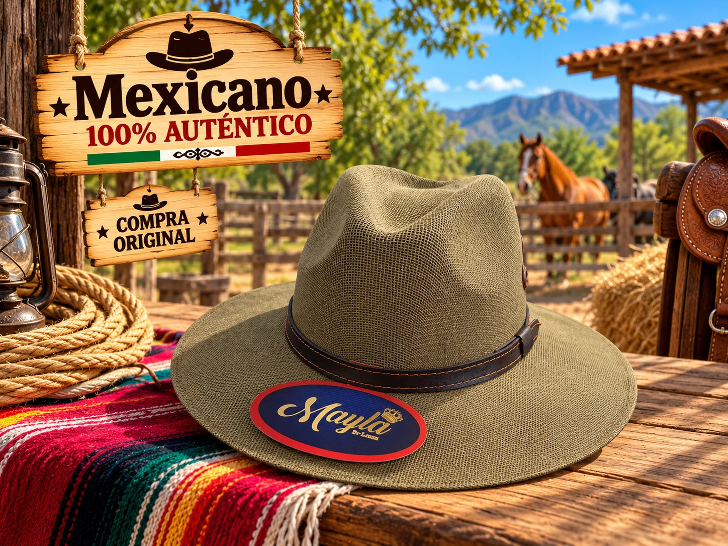 Sombrero Luis Miguel de Fibra Natural Verde Oliva