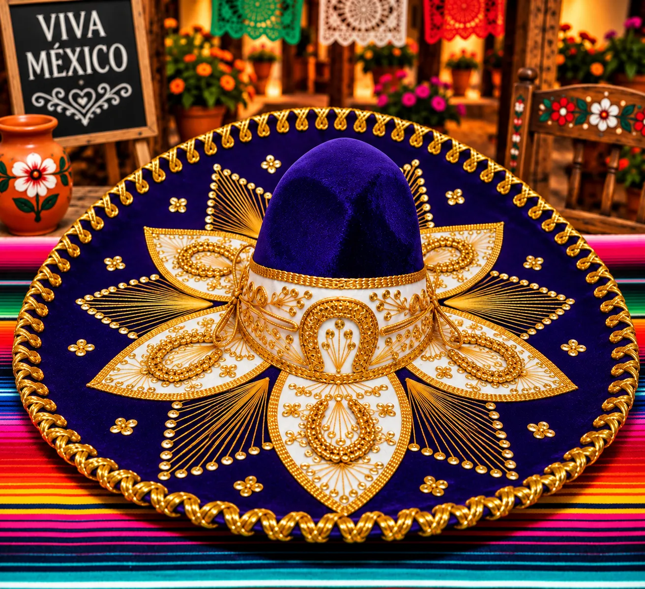 Sombrero Charro/Mariachi de Gala Morado Dorado