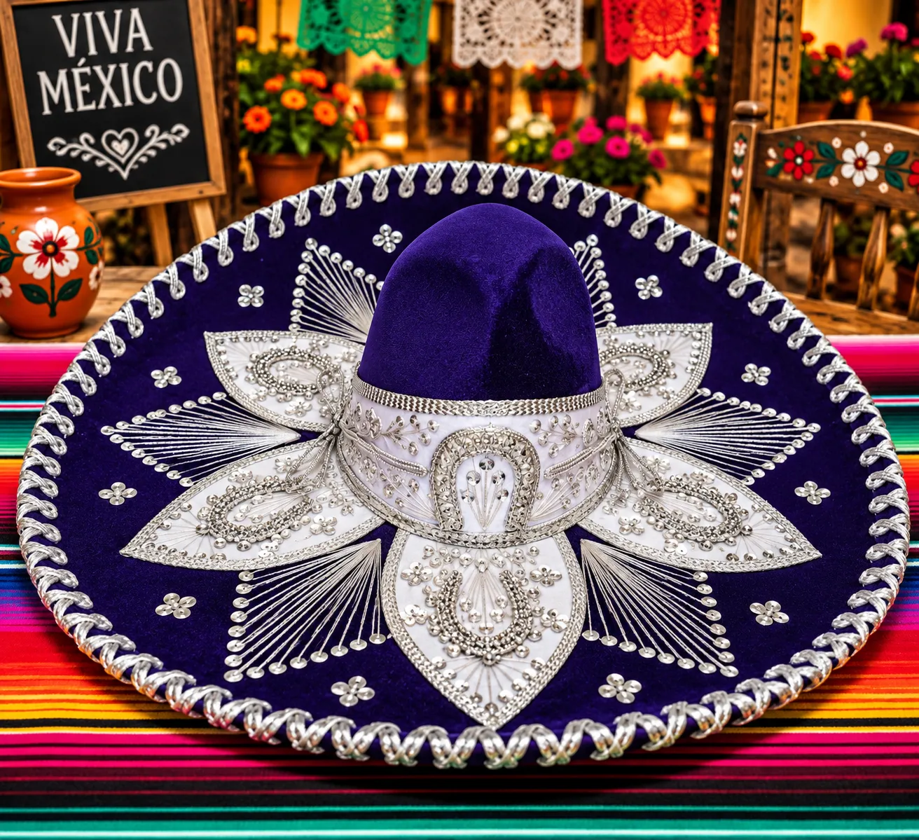 Sombrero Charro/Mariachi de Gala Morado Plateado